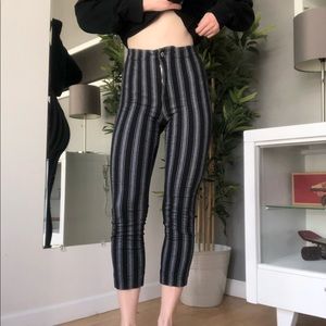 Striped Stretchy Cropped Pants